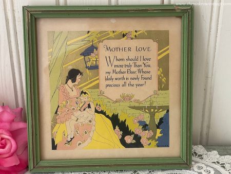 Vintage Art Deco Framed Mother Love Poem 1930 s Online now