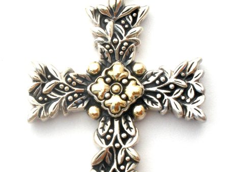 Sterling Silver & 18K Gold Cross Pendant Samuel Benham For Discount