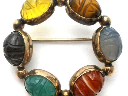 Admark Scarab Gemstone Brooch GF Pin Vintage Hot on Sale