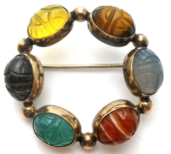 Admark Scarab Gemstone Brooch GF Pin Vintage Hot on Sale