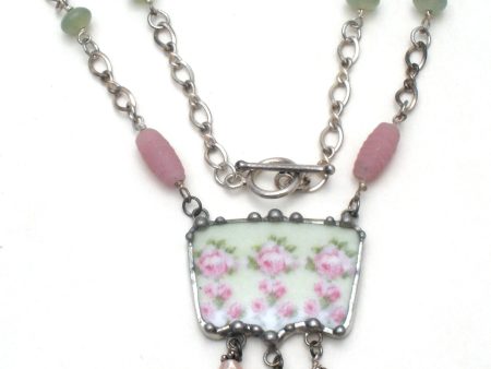 Sterling Silver Broken China Pink Lavalier Necklace Cheap