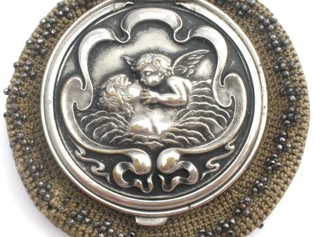 Art Nouveau Steel Bead Crochet Tam O Shanter Angel Coin Purse Cheap