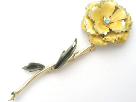 Coro Yellow Enamel Flower Brooch Pin Vintage Hot on Sale