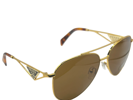 Prada PR 73ZS 5AK-01T 58#14 140 Sunglasses - Gold Frame, Brown Lens on Sale