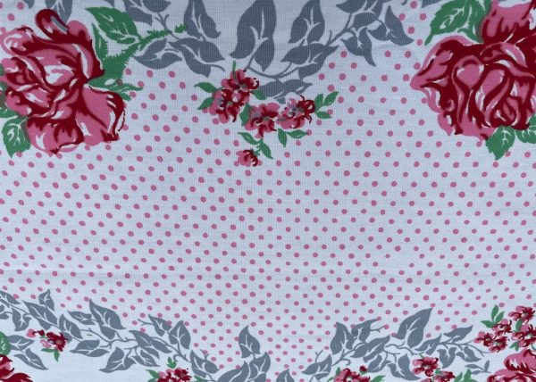 Large Vintage Tablecloth Pink Rose and Polka Dots Online