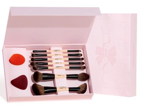 Peach Dust Perfection Beauty Kit zestaw dwustronnych pędzli do makijażu 7szt. + gąbeczki do makijażu 2szt. T506 Online Hot Sale