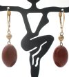 14K Gold Red Jasper Pierced Earrings Dangle Cheap