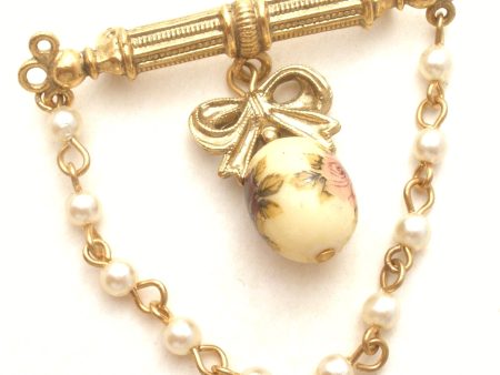 1928 Co Rose & Pearl Brooch Vintage Online Sale