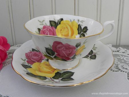 Vintage Royal Albert Pink andYellow Roses June Delight Teacup For Discount