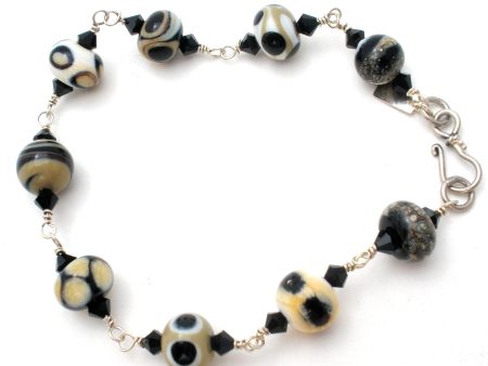 Black & White Art Glass Bead Bracelet JWL Hot on Sale