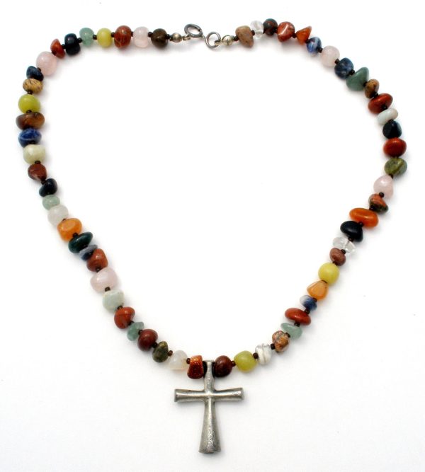 Gemstone Bead Cross Necklace Sterling Silver Online Hot Sale