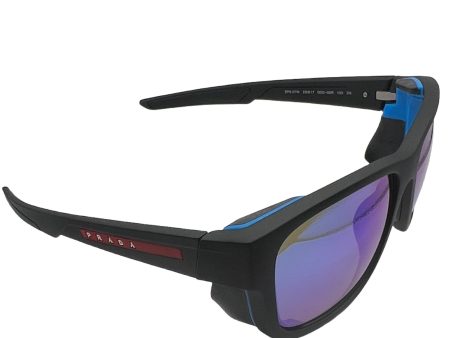 Prada SPS 07W DGO-09R 59#17 130 3N Sunglasses - Black Frame, Blue Accents, Purple Mirrored Lens Online