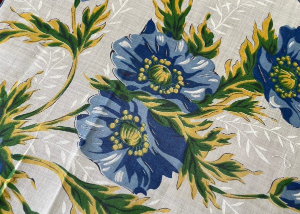 MWT Vintage Herrmann Blue Poppy Floral Handkerchief For Discount