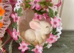 3 Handmade Real Easter Egg Diorama Ornaments Flocked Bunnies Sale