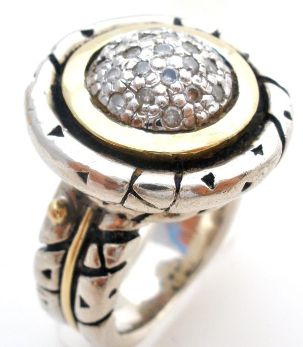 John Atencio Diamond Dome Ring 18K Gold & Sterling Size 6 Sale