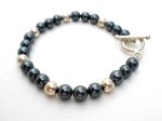 Hematite & Sterling Silver Bead Bracelet Hot on Sale