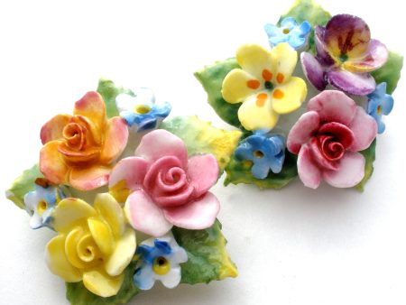 Artone Bone China Painted Flower Brooches Vintage For Discount