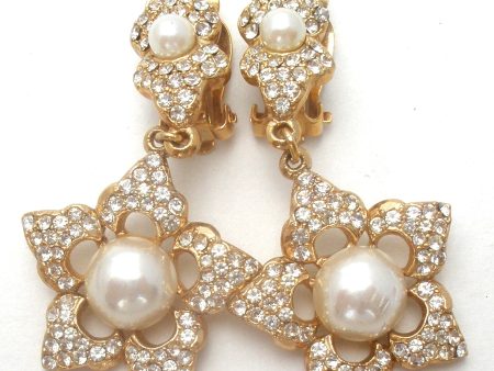 Vintage Rhinestone & Pearl Star Earrings Supply