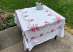 Large Vintage Tablecloth Pink Rose and Polka Dots Online