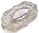 Antique 10K White Gold Amethyst Brooch Pin Online