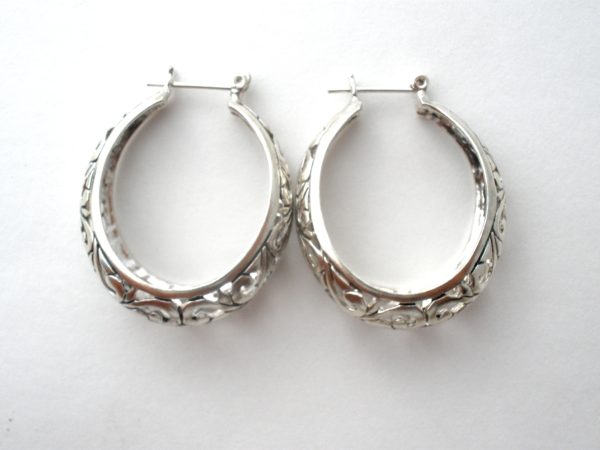 Sterling Silver Cut Out Hoop Earrings Online Sale