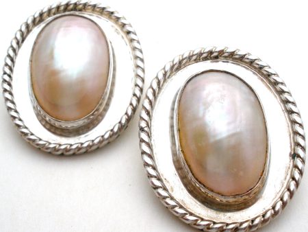 Sterling Silver Oval Pearl Clip Earrings Vintage Online