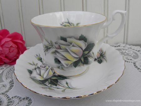 Vintage Royal Albert Blush White Rose Teacup and Saucer Online Sale