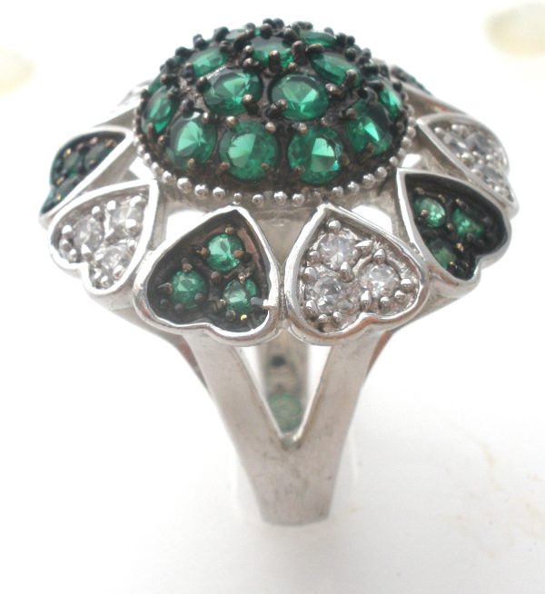 Green Diopside & Topaz Heart Ring Size 7.5 Sale