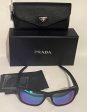 Prada SPS 07W DGO-09R 59#17 130 3N Sunglasses - Black Frame, Blue Accents, Purple Mirrored Lens Online