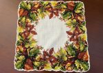 Vintage Woodland Leaves and Berries Printed Handkerchief Cheap