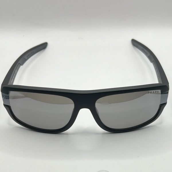 Prada SPS 03W-F DG0-08F 66mm Black Sport Sunglasses with Silver Mirrored Lenses Online now