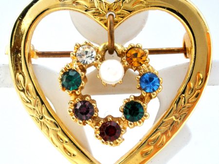 Heart Shaped Brooch With Rhinestones Cheap