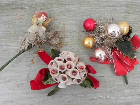 3 Vintage Christmas Corsages Bells Ornaments Angel and More Online now