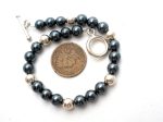 Hematite & Sterling Silver Bead Bracelet Hot on Sale