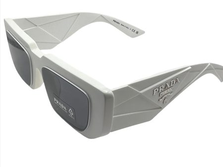 Prada SPR 11Z 461-5S0 45#17 140 3N Sunglasses - White Frame, Grey Lens For Sale