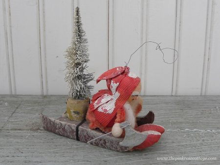 Antique Santa Claus with Bottle Brush Tree Ornament For Discount