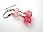 Pink Crystal Bead Earrings Sterling Silver Cheap