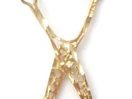 14K Yellow Gold Filigree Scissor Pendant Supply