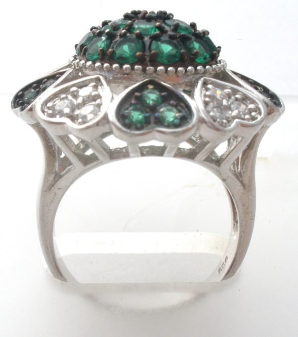 Green Diopside & Topaz Heart Ring Size 7.5 Sale