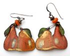 Enamel Pear Earrings Sterling Silver Dangles Supply