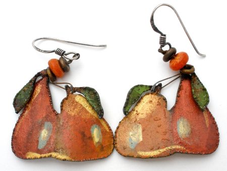 Enamel Pear Earrings Sterling Silver Dangles Supply