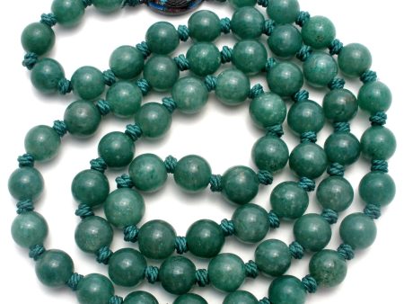 Hand Knotted Green Aventurine Bead Necklace 26  For Cheap