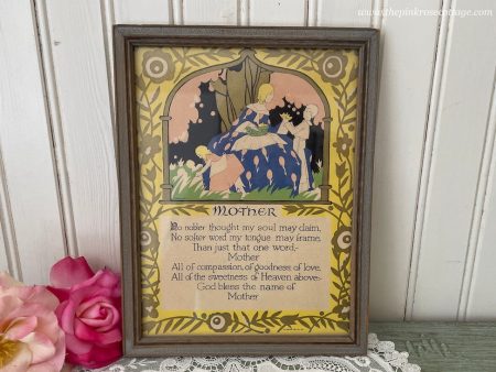 1930 s Vintage Framed Art Deco Print Mother Poem Cheap