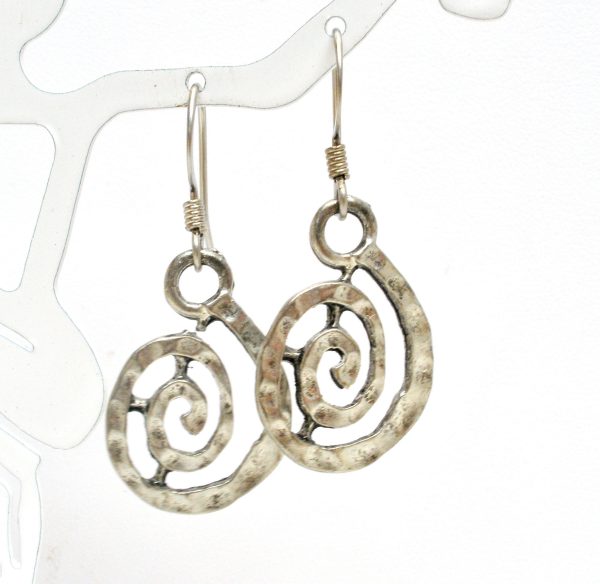 Silver Dangle Spiraling Earrings Pierced Supply