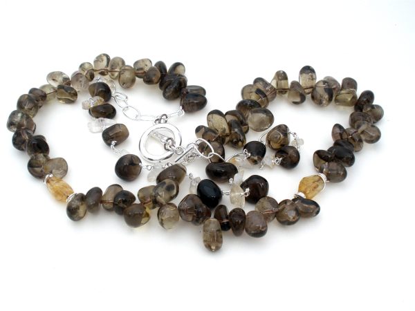 Smokey Quartz Bead Necklace 18  Long Discount