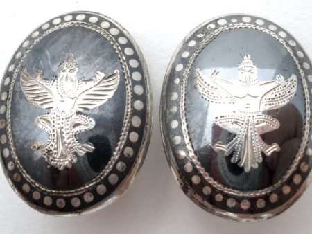 Siam Garuda Black Enamel Earrings Vintage Cheap