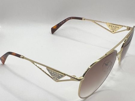 Prada PR 73ZS 2VN-3DO 58#14 140 Sunglasses - Gold Frame, Brown Gradient Lens Hot on Sale