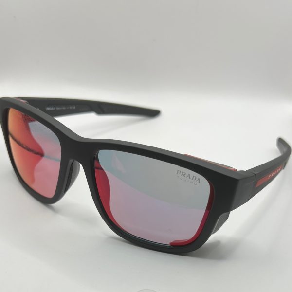 Prada SPS 07W DG0-09R 59#17 130 3N Sunglasses - Black Frame, Red Mirrored Lens Sale