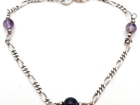 Amethyst Bead Figaro Bracelet Sterling Silver Online Sale