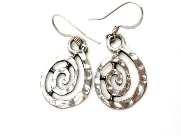 Silver Dangle Spiraling Earrings Pierced Supply